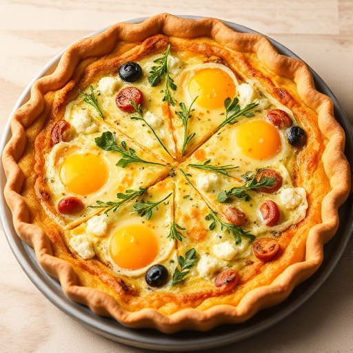 Breakfast Quiche Bake 1 Breakfast Quiche Bake — quiche baked in a dish with eggs, cheese, and herbs, easy breakfast idea