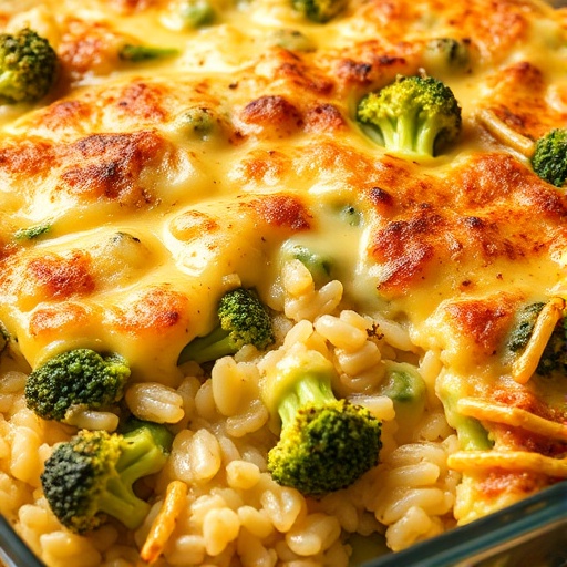 Broccoli Rice Casserole 1 Broccoli Rice Casserole — cheesy broccoli and rice casserole in a baking dish, comforting family recipe