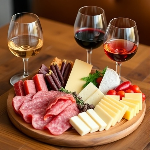 Charcuterie Board For Two 1 Charcuterie Board For Two — small board with cheese, charcuterie, and fruit, romantic snack setup