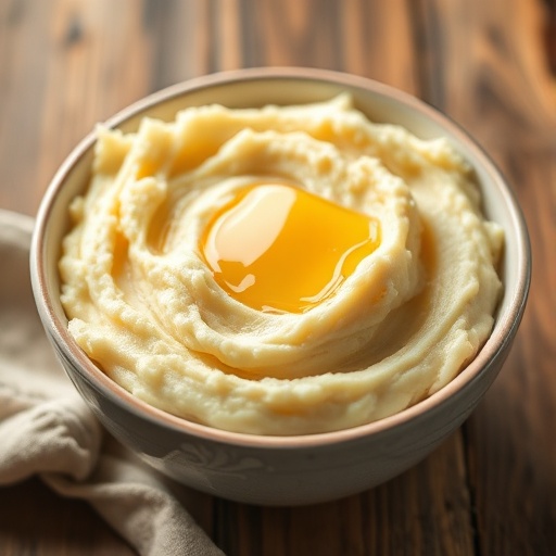 Creamy Mashed Potatoes 1 Creamy Mashed Potatoes — mashed potatoes in a bowl topped with butter, fluffy holiday dinner side