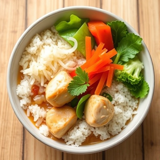 Easy Meals With Rice 1 Easy Meals With Rice — rice bowl with chicken, vegetables, and sauce, quick dinner recipe