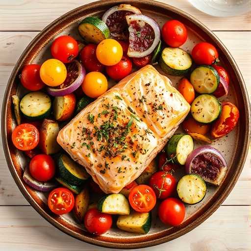 Healthy Mediterranean Salmon & Veggie Bake: Easy Dinner Recipe