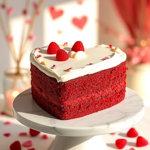 Romantic Red Velvet Heart-Shaped Cake: Perfect for a Valentine’s Birthday Celebration