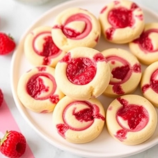 Raspberry Swirl Shortbread Cookie Bites