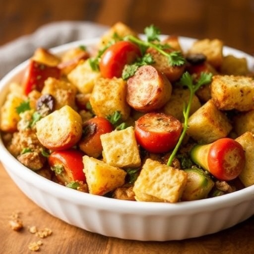 Savory Thanksgiving Herb Stuffing with Toasted Bread and Veggies